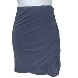 Express Women's Charcoal Faux Silk Wrap Mini Skirt Sz Lg Date Romantic Feminine